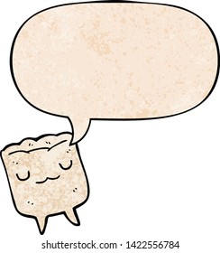cartoon tooth with speech bubble in retro texture style
