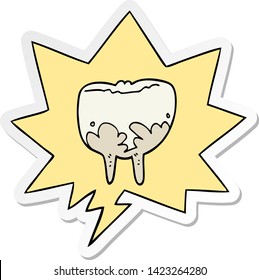cartoon tooth with speech bubble sticker