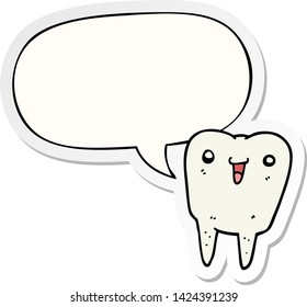 cartoon tooth with speech bubble sticker