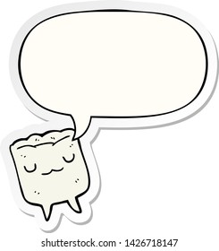 cartoon tooth with speech bubble sticker
