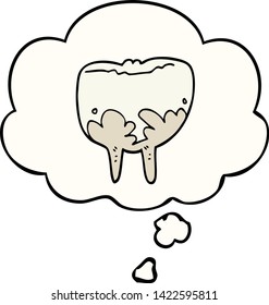 cartoon tooth with thought bubble