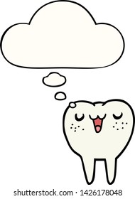 cartoon tooth with thought bubble