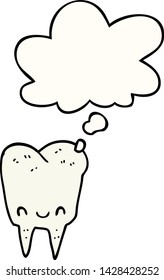 cartoon tooth with thought bubble