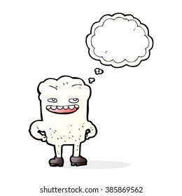 cartoon tooth with thought bubble