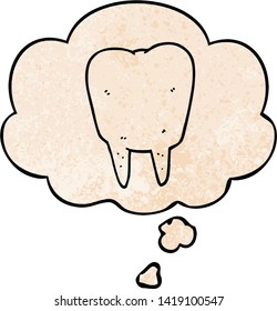 diente de dibujos animados con burbuja de pensamiento en forma de textura gruesa
