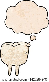 diente de dibujos animados con burbuja de pensamiento en forma de textura gruesa