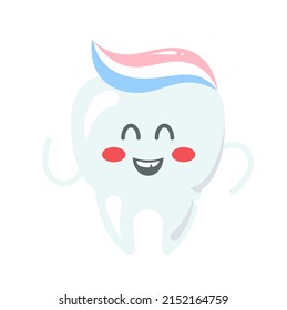 Cartoon tooth with toothpaste. Vector illustration