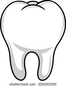 Cartoon Tooth. Vector Hand Drawn Illustration Isolated On Transparent Background