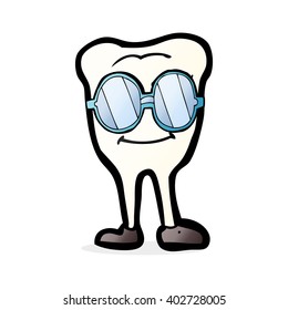 cartoon tooth wearing spectacles