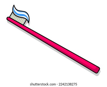Cartoon toothbrush. Vector illustration isolated on white background