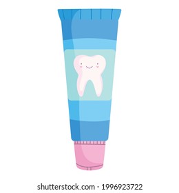 cartoon toothpaste tooth isolated icon