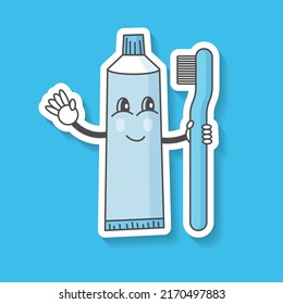 Cartoon Toothpaste Toothbrush Vector Stock Vector (Royalty Free ...