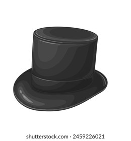 Cartoon top hat of gentleman or entertainer of theatrical performance. Black cylinder hat of fancy British dandy or elegant compere in theater, cartoon magic trick accessory vector illustration