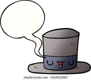 cartoon top hat with speech bubble in smooth gradient style
