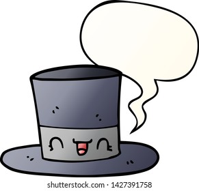 cartoon top hat with speech bubble in smooth gradient style