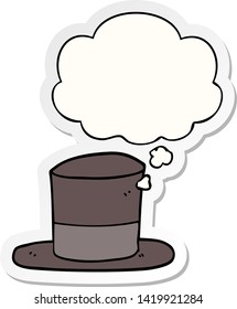 cartoon top hat with thought bubble as a printed sticker