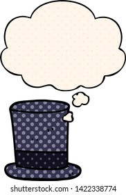 cartoon top hat with thought bubble in comic book style