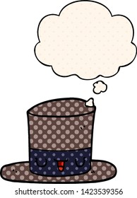 caricatura top hat con burbuja del pensamiento en el estilo de las historietas