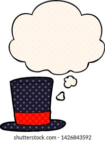 cartoon top hat with thought bubble in comic book style