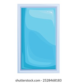 Cartoon top view of a square swimming pool filled with light blue water