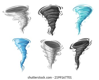 Cartoon tornado hurricane twister or cyclone storm, vector whirlwind or wind funnel. Cartoon tornado swirl or typhoon and air vortex of windstorm, thunderstorm hurricane twist with windy cloud twirl