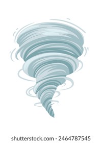 Ilustración vectorial de remolino de tornado de dibujos animados aislado sobre fondo blanco