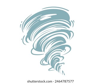 Cartoon tornado swirl vector illustration isolated on white background