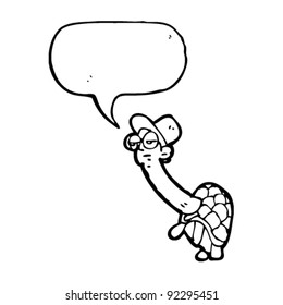 tortuga de dibujos animados en sombrero superior
