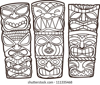 Cartoon Totems Vector Illustration Each Separate Stock Vector (Royalty ...