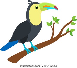 Cartoon toucan bird on a tree branch
