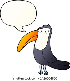 cartoon toucan with speech bubble in smooth gradient style