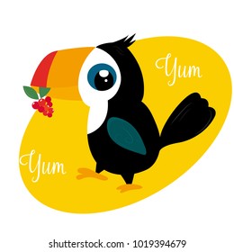Cartoon Toucan. Suitable for print, invitation, Birthday cards