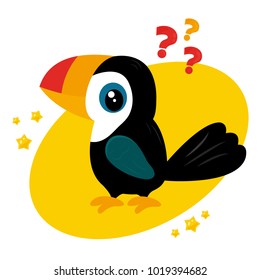 Cartoon Toucan. Suitable for print, invitation, Birthday cards