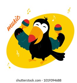 Cartoon Toucan. Suitable for print, invitation, Birthday cards