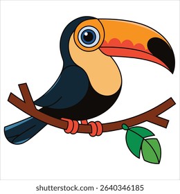 Cartoon toucan vector, colorful and playful. Perfect for zoo designs, rainforest visuals, and exotic birds.