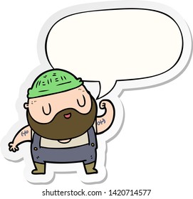 cartoon tough fisherman with speech bubble sticker