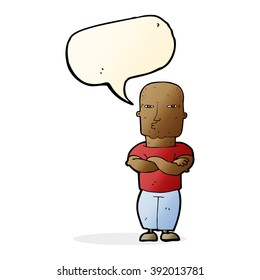 cartoon tough guy with speech bubble