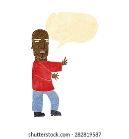 cartoon tough man  with speech bubble