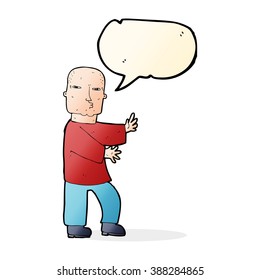 hombre duro de caricatura con burbuja de habla