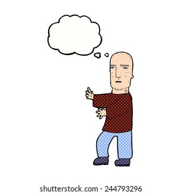 cartoon tough man  with thought bubble