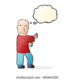 cartoon tough man  with thought bubble