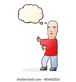 hombre duro de caricatura con burbuja de pensamiento