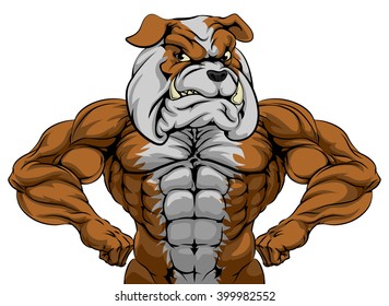 Cartoon tough mean strong bulldog sports mascot