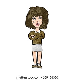 cartoon tough woman with folded arms