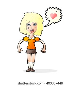 cartoon tough woman in love