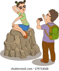 Cartoon tourists. 