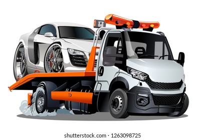 Cartoon tow truck isolated on white background. Available EPS-10 vector format separated by groups and layers for easy edit