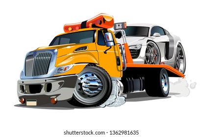Cartoon tow truck isolated on white background. Available EPS-10 vector format separated by groups and layers for easy edit