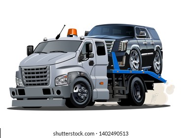 Cartoon tow truck isolated on white background. Available EPS-10 vector format separated by groups and layers for easy edit