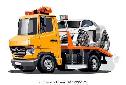 Cartoon tow truck isolated on white background. Available EPS-10 vector format separated by groups and layers for easy edit